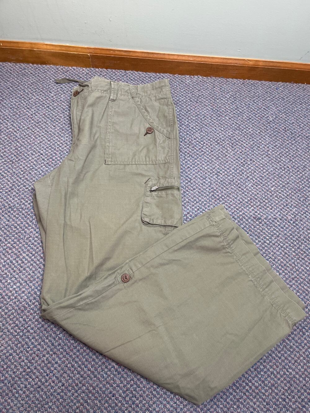 Vintage Eddie Bauer Green Cargo Wide Leg Pant Size 16